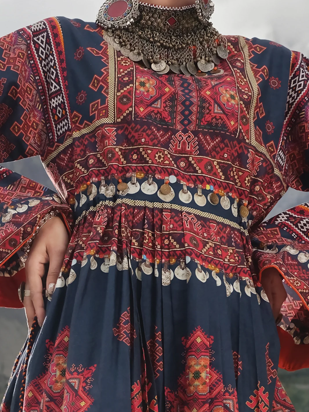 Navy Blue Cambric Tunic - LK-235 - Image 3