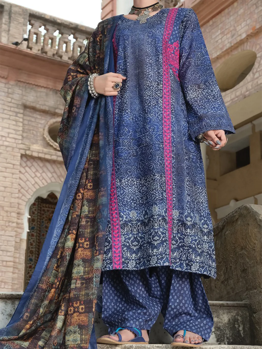 Navy Blue Lawn 3Pc Stitched - ALP-751