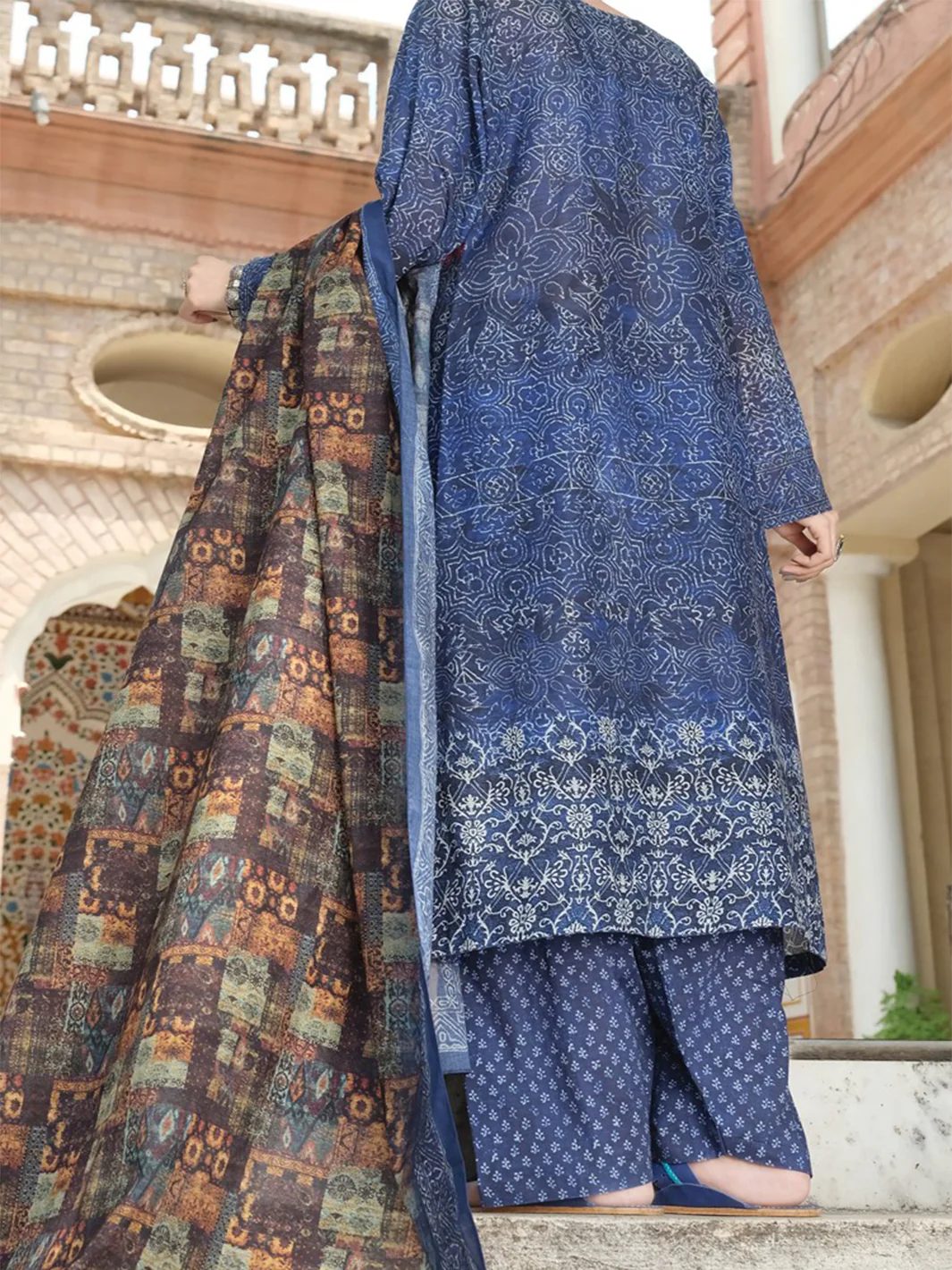 Navy Blue Lawn 3Pc Stitched - ALP-751 - Image 2