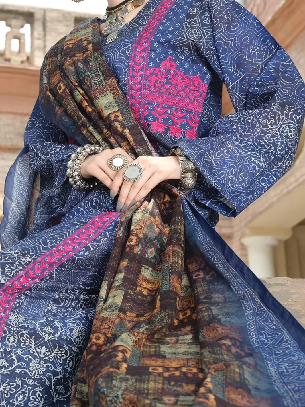 Navy Blue Lawn 3Pc Stitched - ALP-751 - Image 3