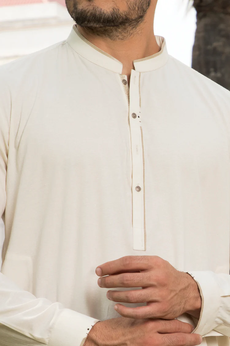 Off White Blended Kameez Shalwar - AL-KS-2345 - Image 2