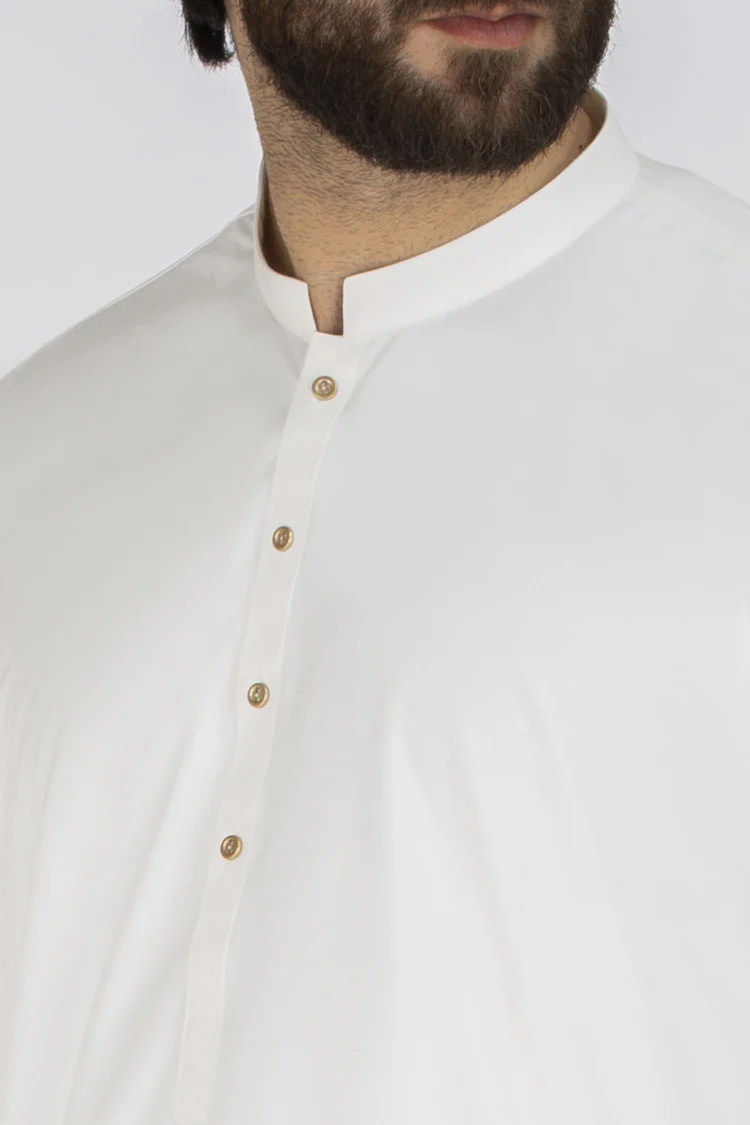 Off White Blended Kameez Shalwar - AL-KS-2452 - Image 2