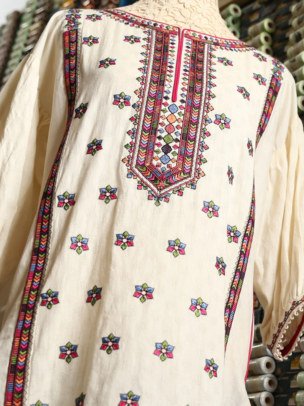 Off White Bunnat Tunic - LK-693 - Image 2