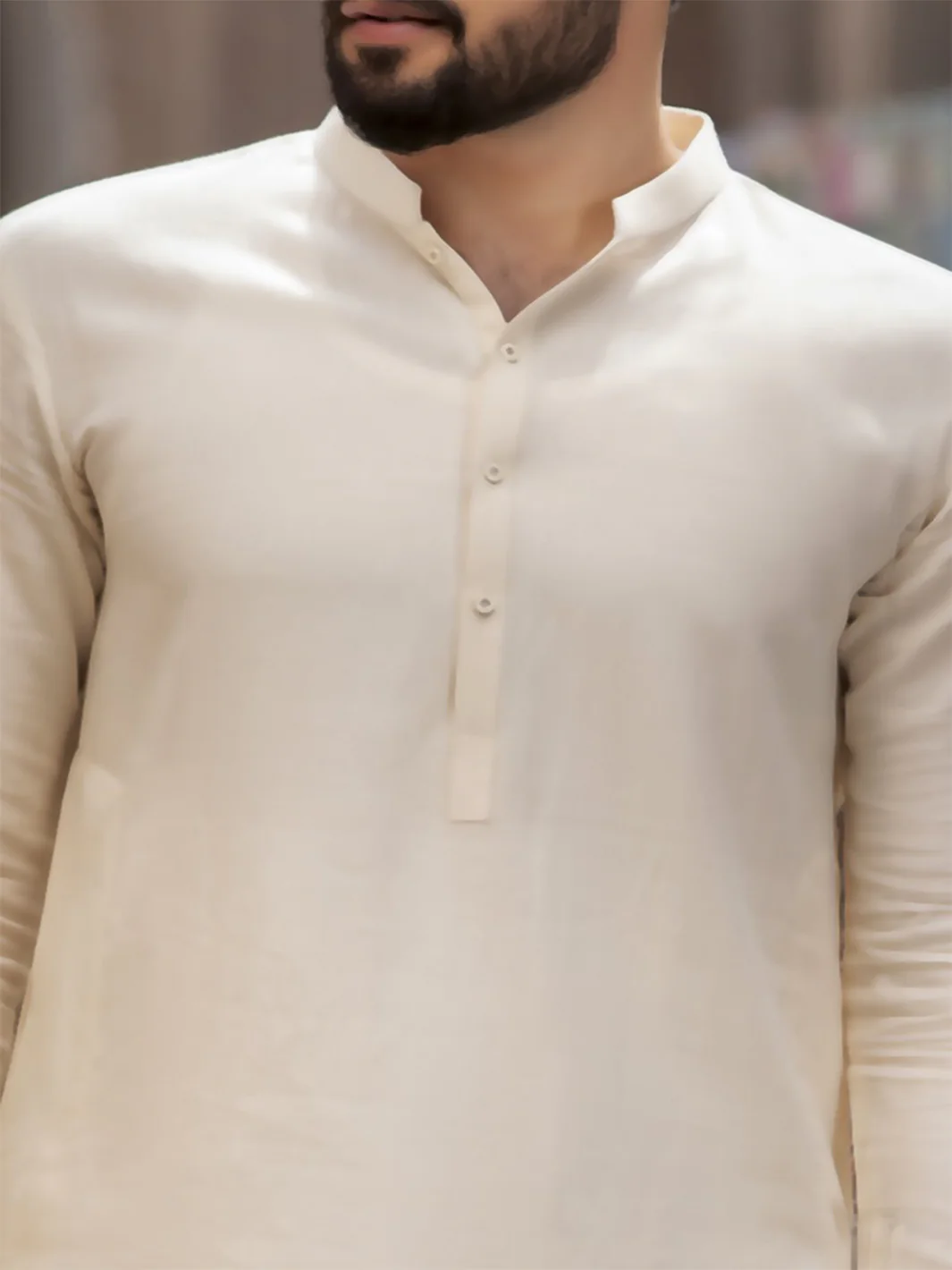 Off White Cotton Kurta - AL-K-738 - Image 2