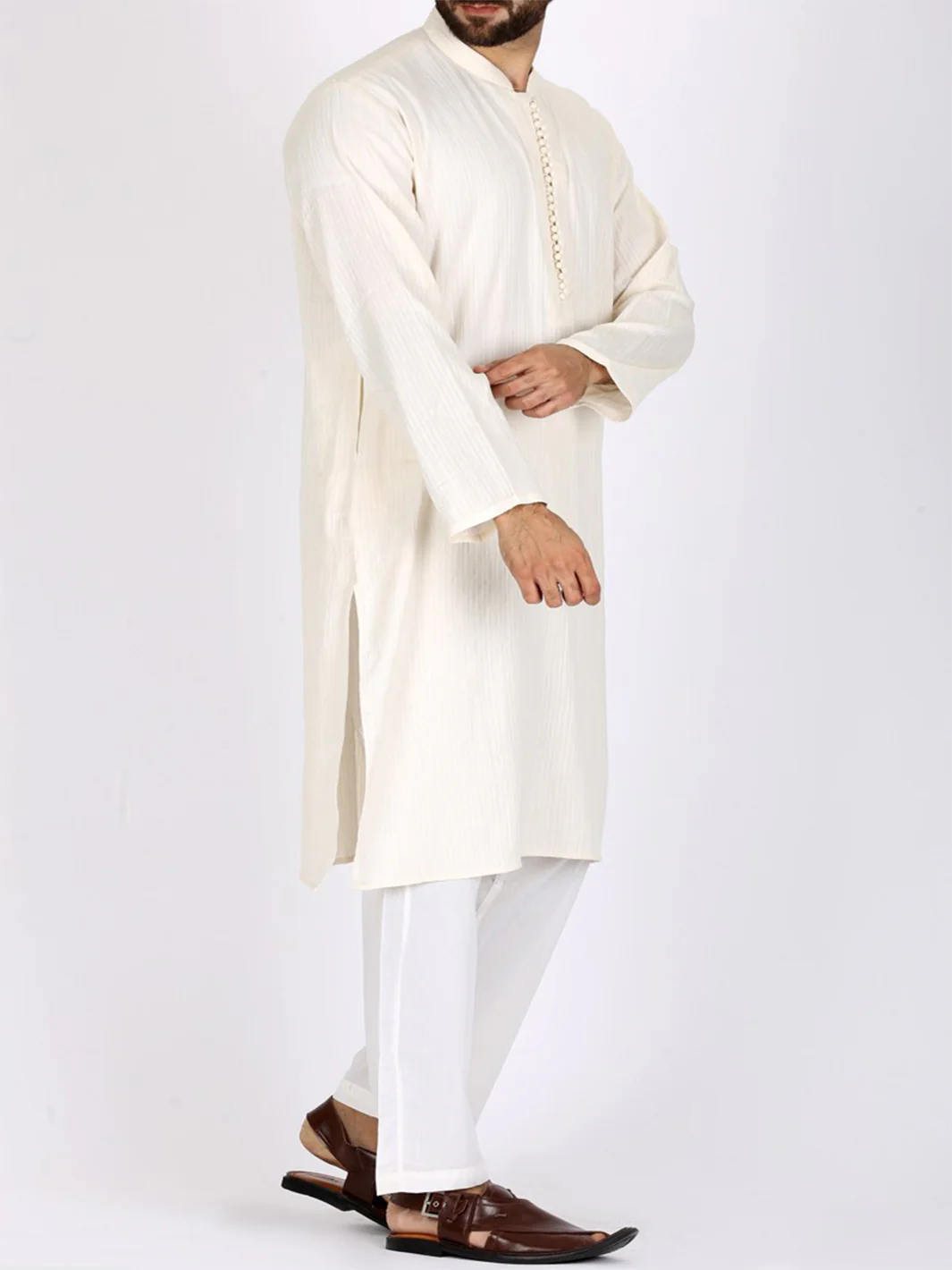 Off White Cotton Kurta - AL-K-758