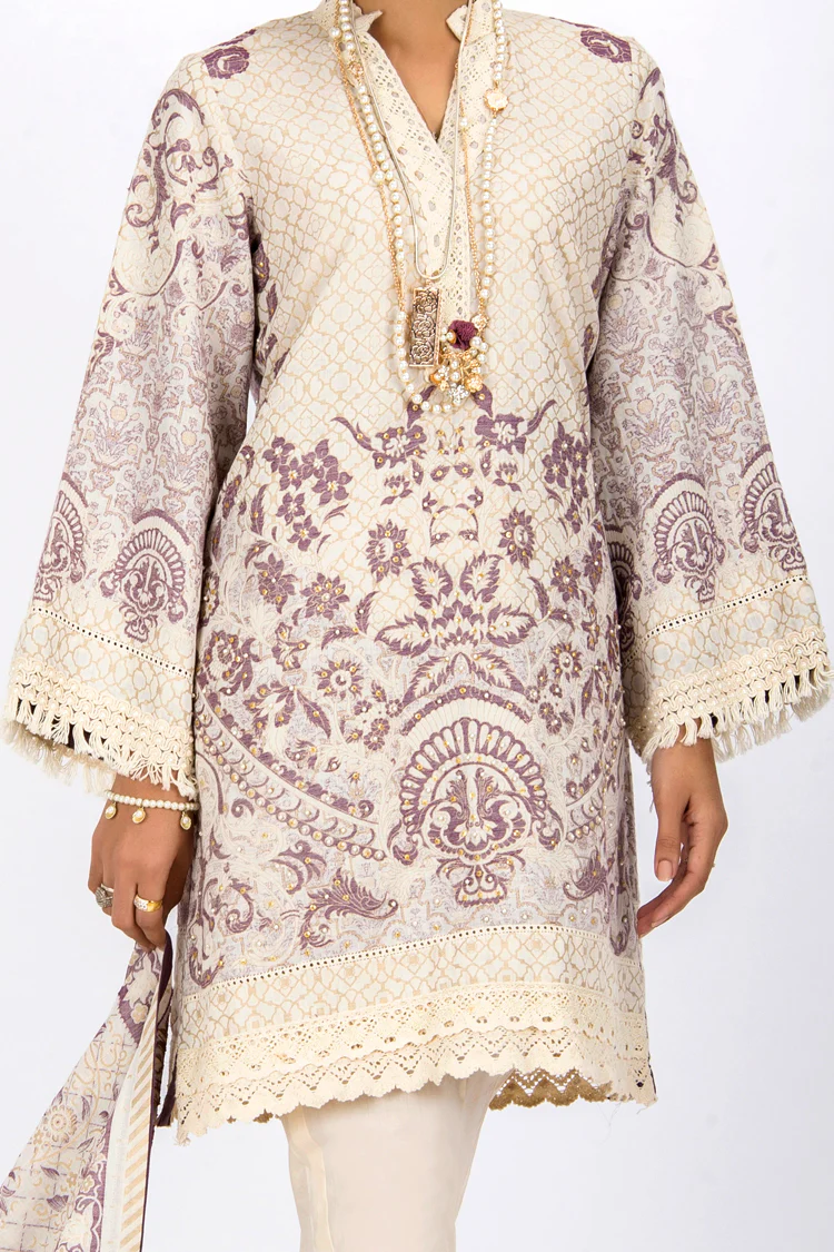 Off White Jacquard 3Pc Stitched - ALP-533 - Image 2
