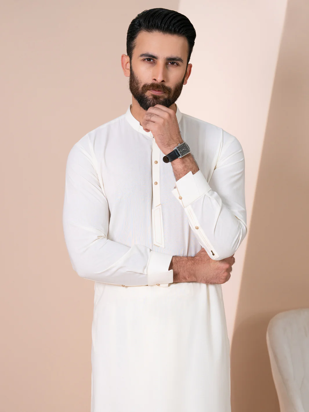 Off White Kameez Shalwar - AL-KS-3378 - Image 3