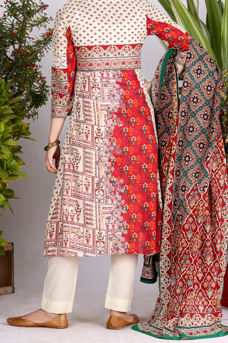 Off White Lawn 3Pc Stitched - ALP-700 - Image 2