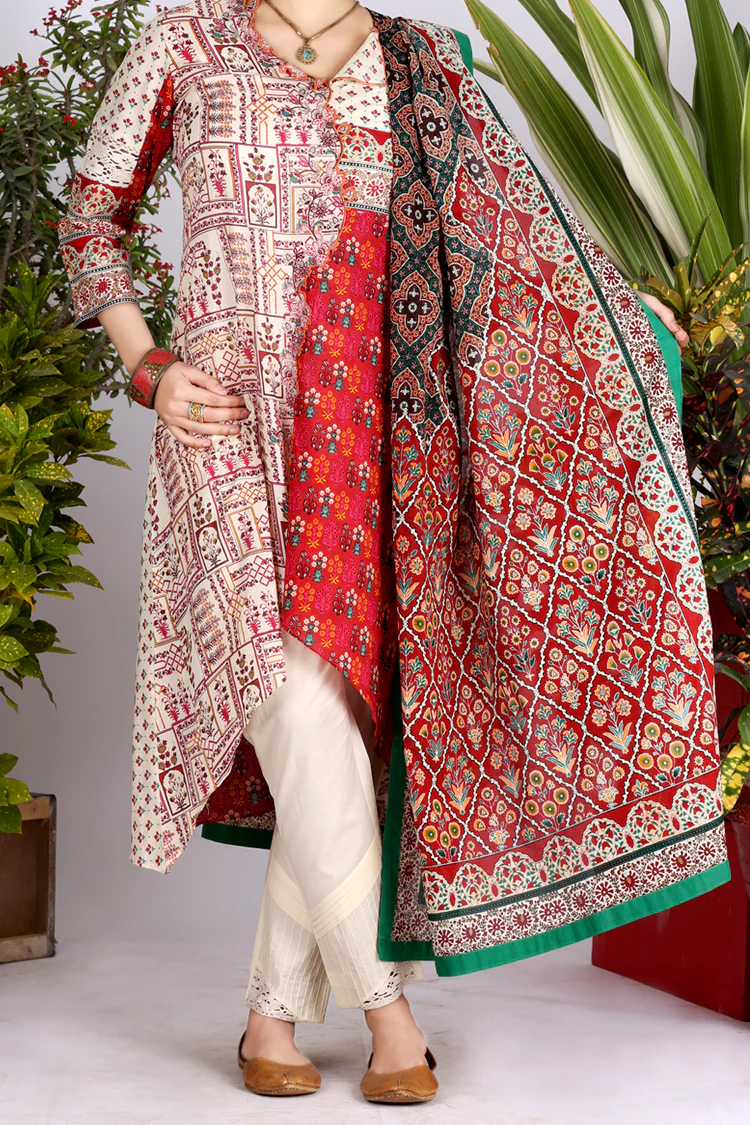 Off White Lawn 3Pc Stitched - ALP-700 - Image 4