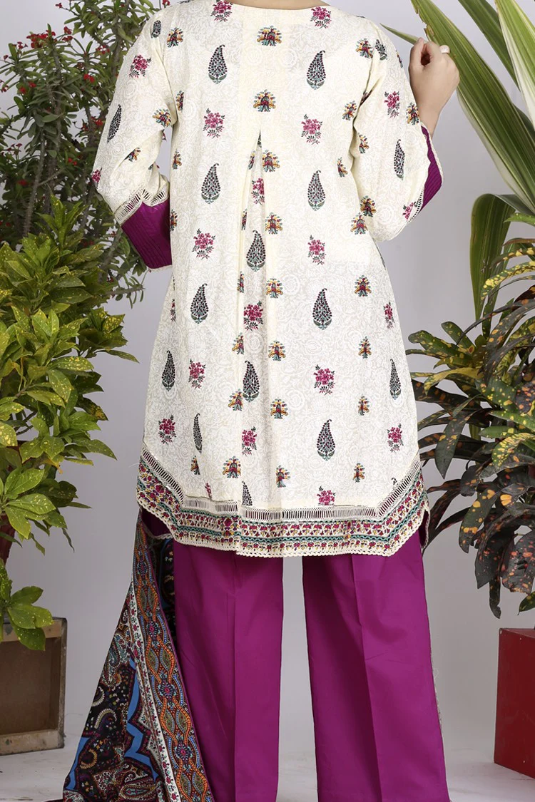 Off White Lawn 3Pc Stitched - ALP-712 - Image 4
