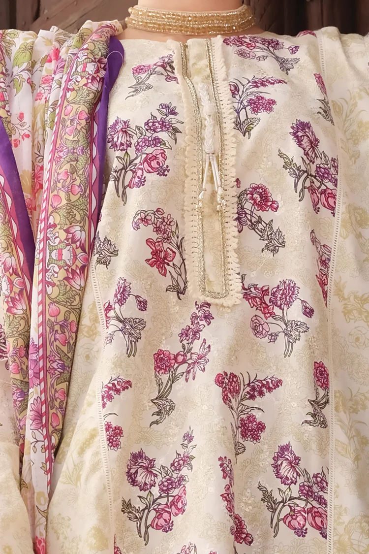 Off White Lawn 3Pc Stitched - ALP-725 - Image 2