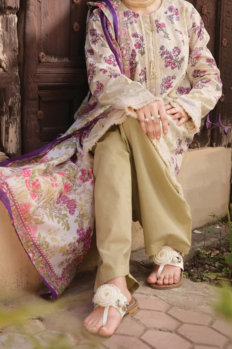 Off White Lawn 3Pc Unstitched - ALP-725