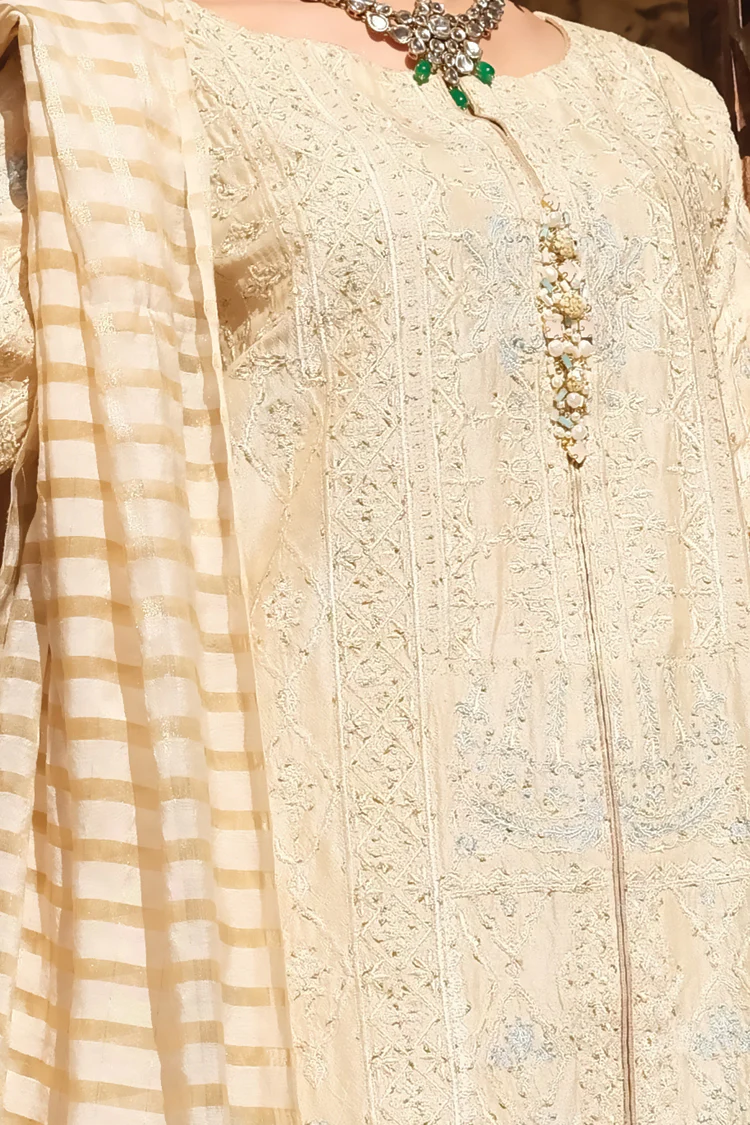 Off White Raw Silk 3Pc Stitched - ALP-745 - Image 2