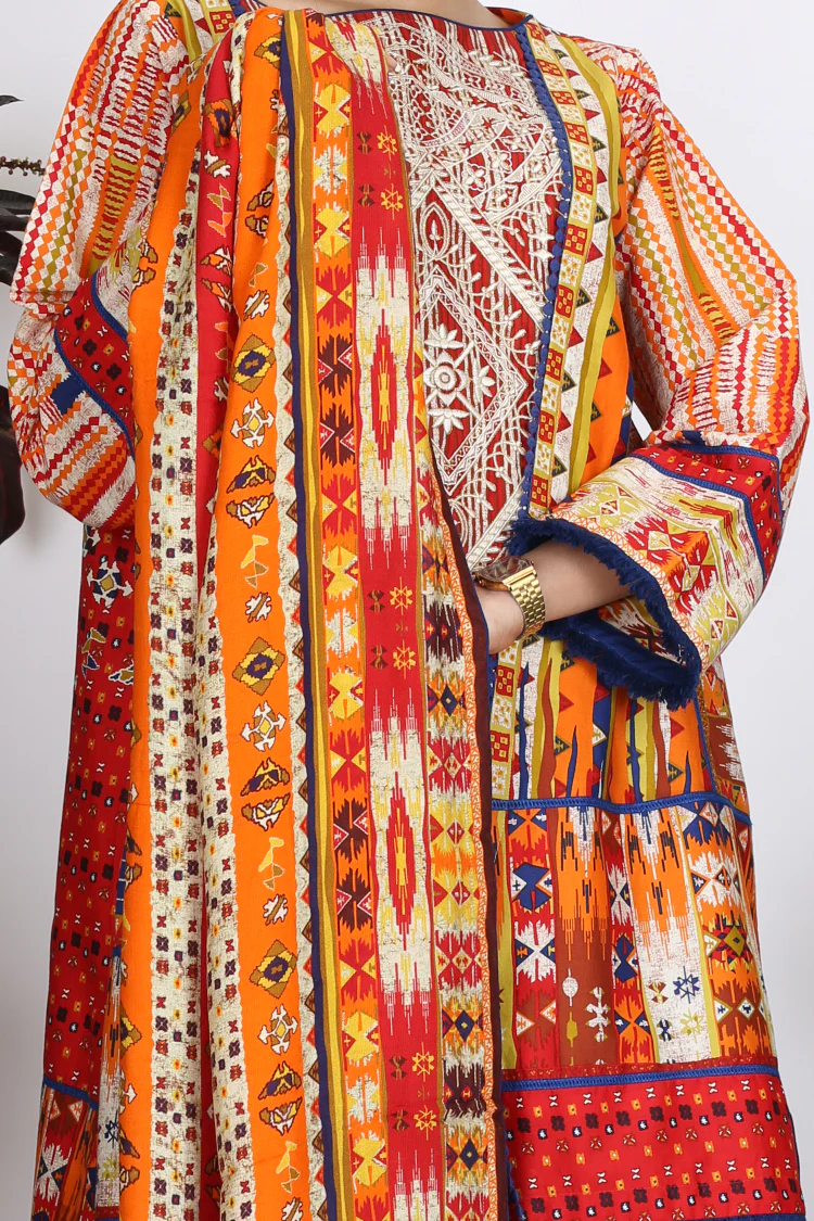 Orange Cambric 3Pc Stitched - ALP-753 - Image 3