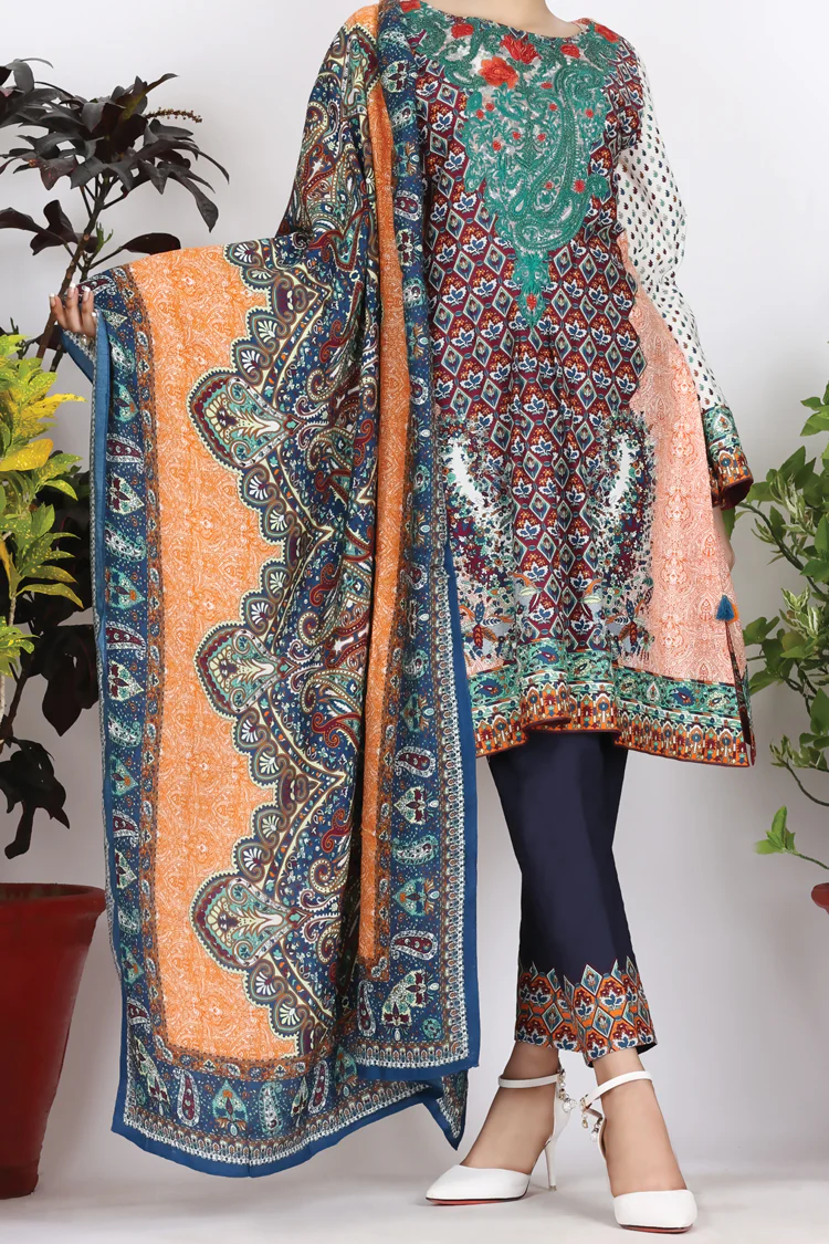 Orange Cambric 3Pc Stitched - ALP-758