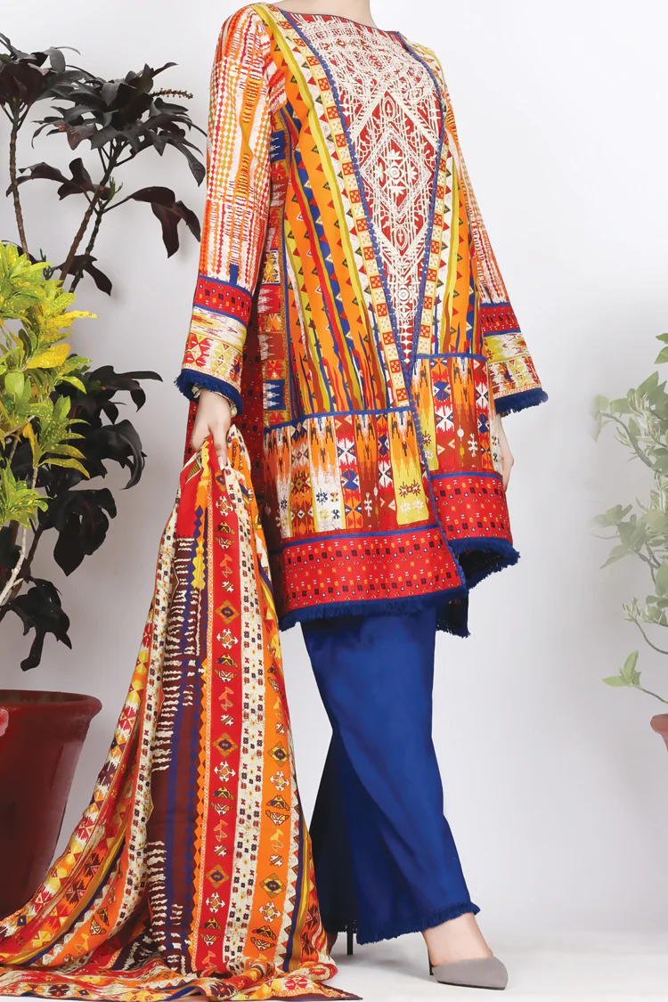 Orange Cambric 3Pc Unstitched - ALP-753