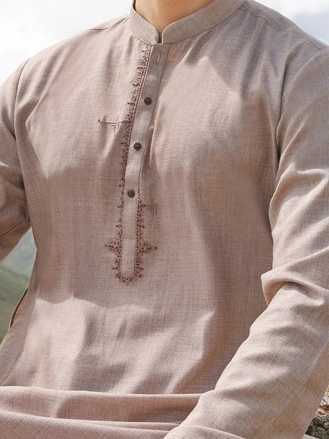 Peach Blended Kameez Shalwar - AL-KS-2429 - Image 3