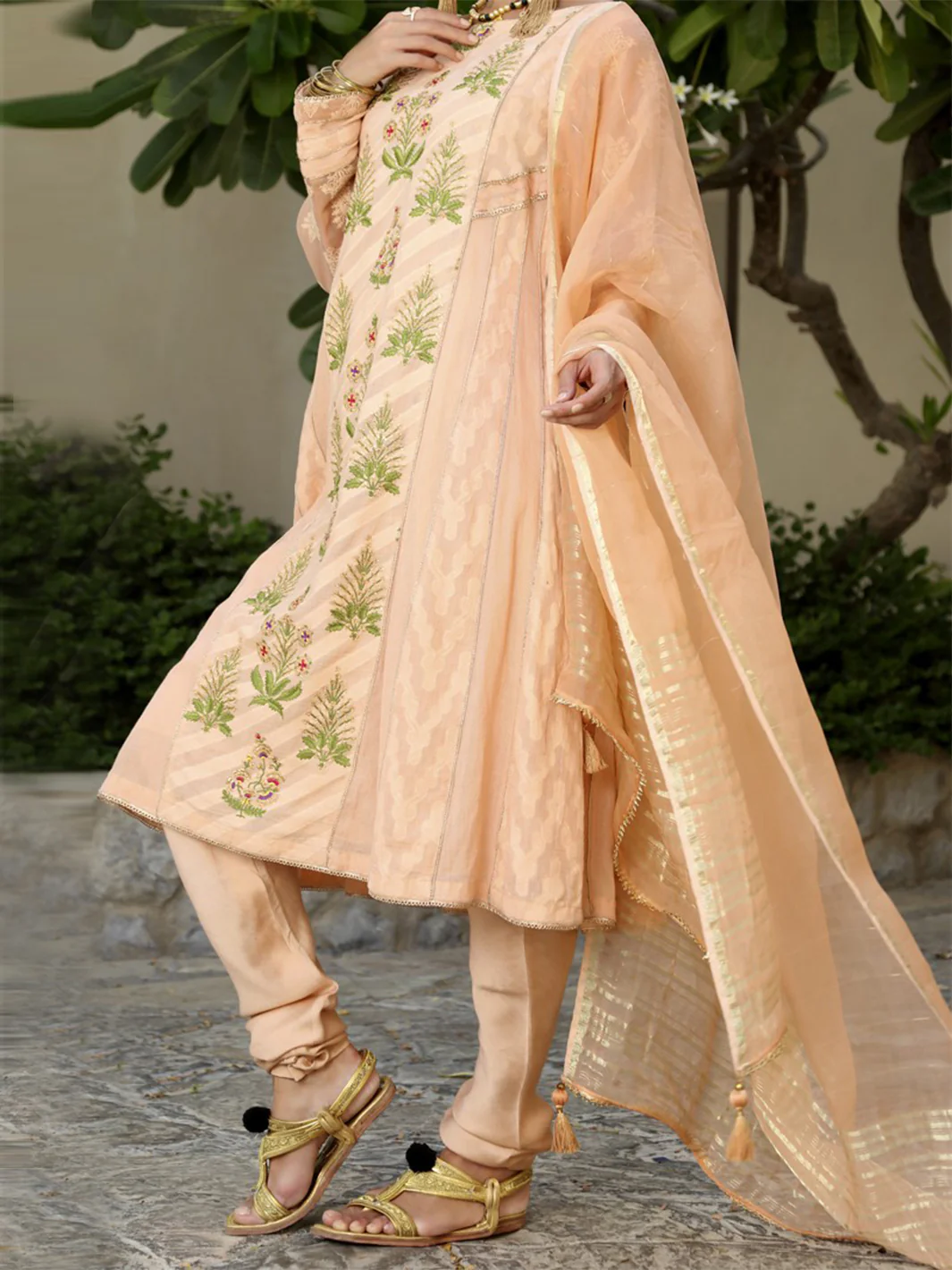 Peach Jacquard 3Pc Stitched - ALP-568 - Image 2