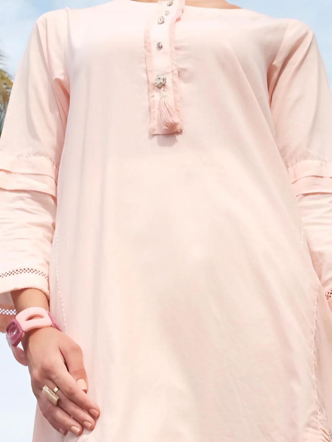 Peach Jacquard Tunic - LK-663 - Image 3