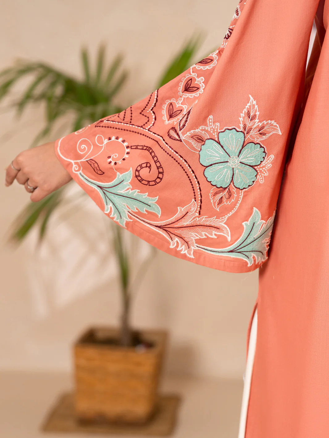 Peach Lawn Dyed Kurti - AL-LK-1177 - Image 4