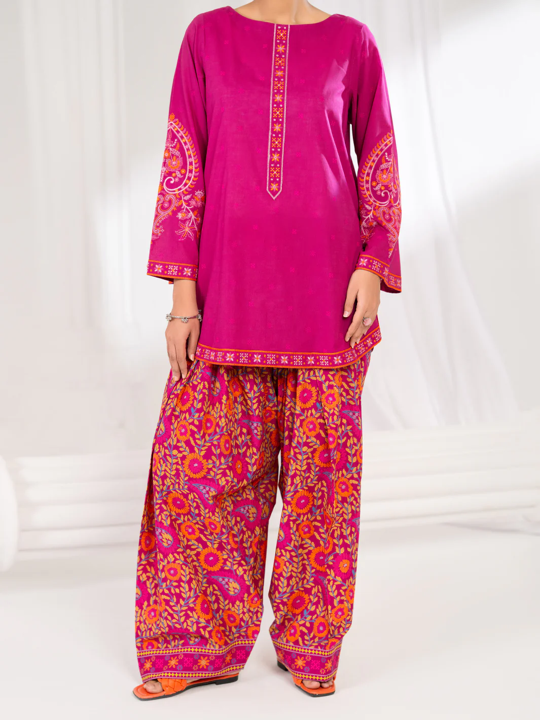 Pink Cotton Stitched 2Pc - ALP-2PS-LKS-2796