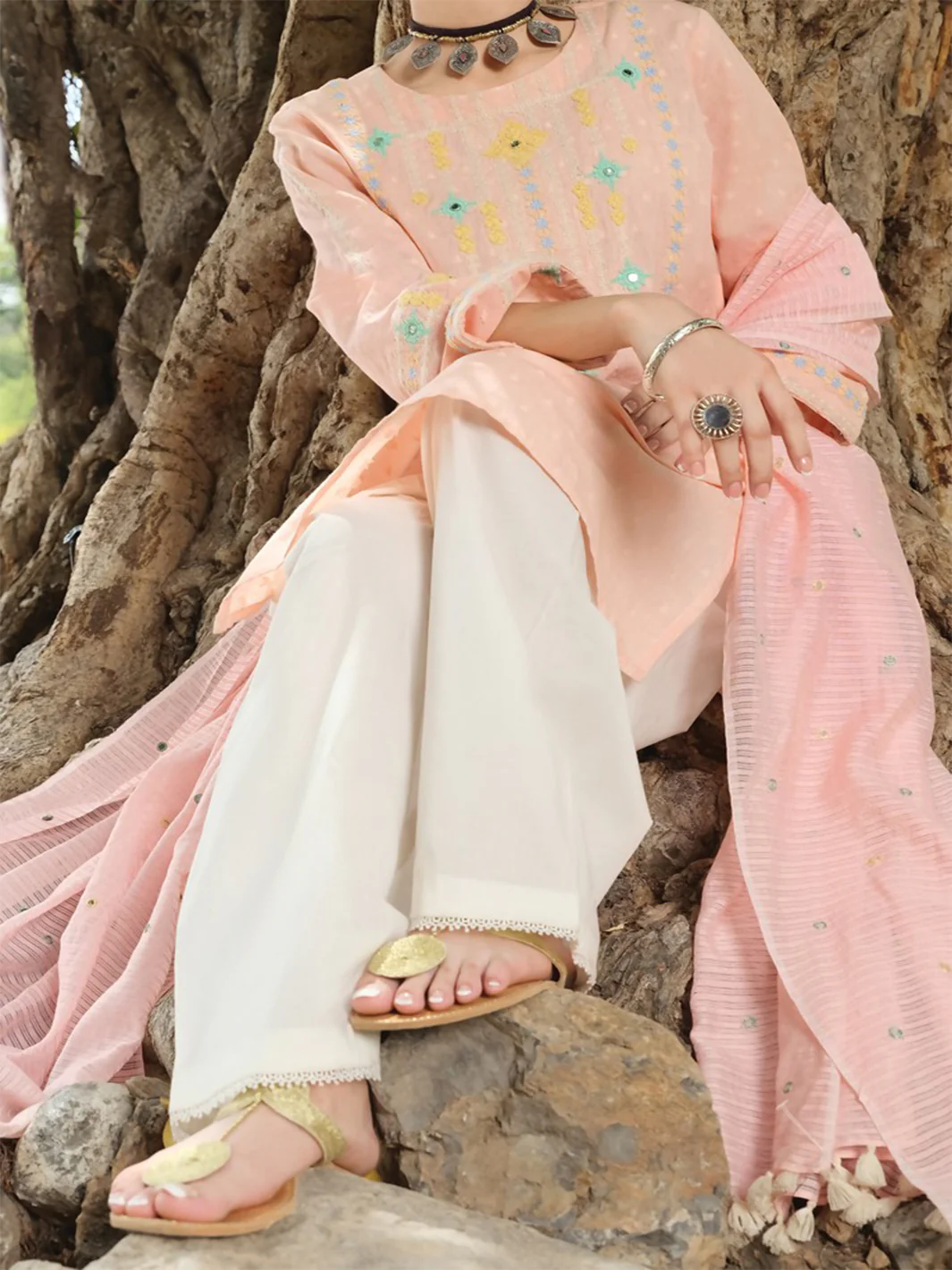 Pink Jacquard 3Pc Stitched - ALP-729