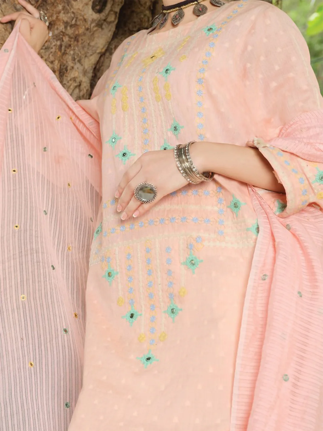 Pink Jacquard 3Pc Stitched - ALP-729 - Image 2
