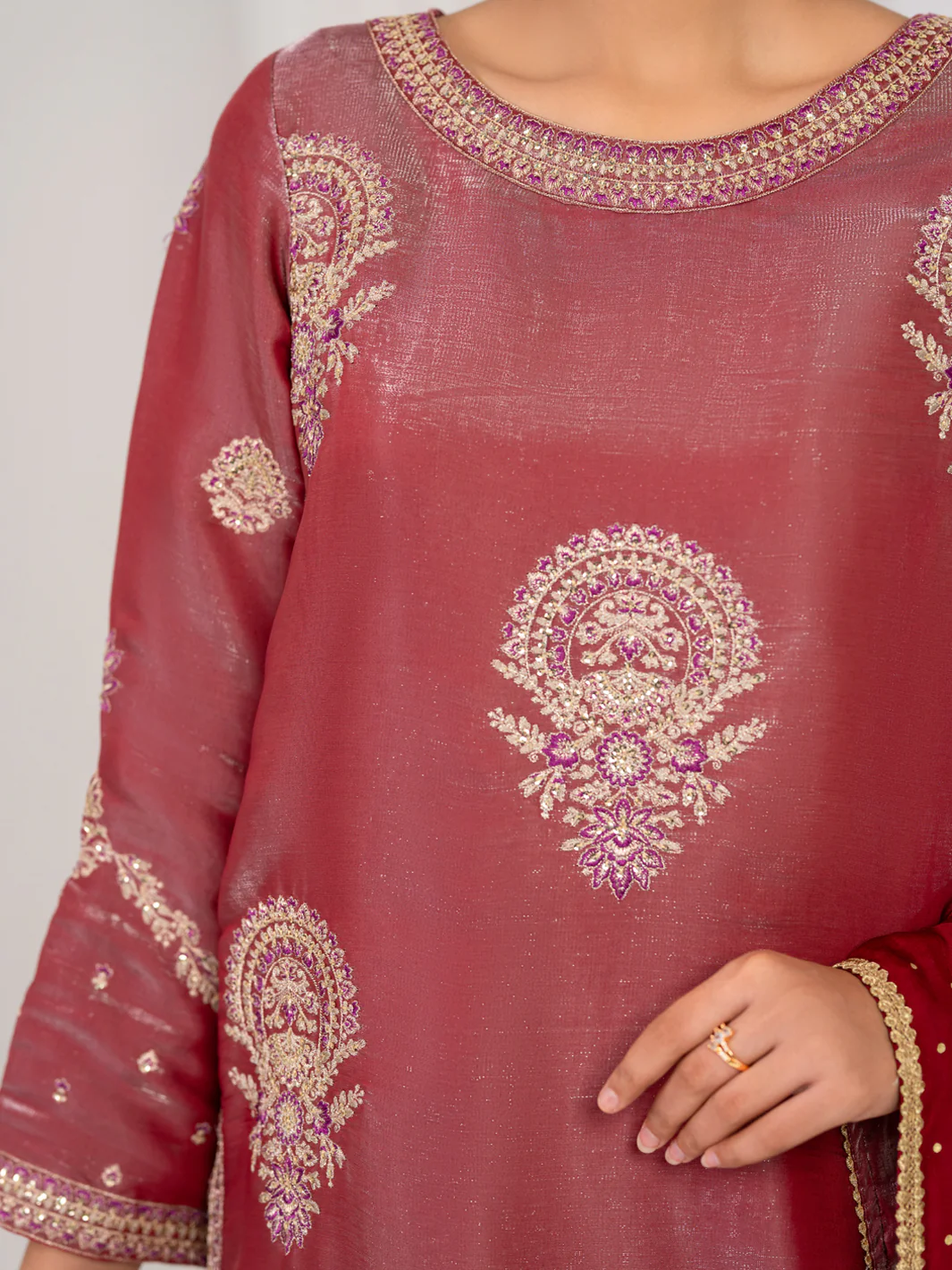 Pink Lawa Silk Formal Stitched 3Pc - AL-3PS-LS-633 - Image 7