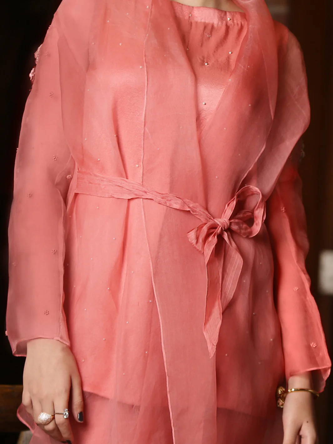 Pink Organza 2Pc Formal Suit - LS-172 - Image 3