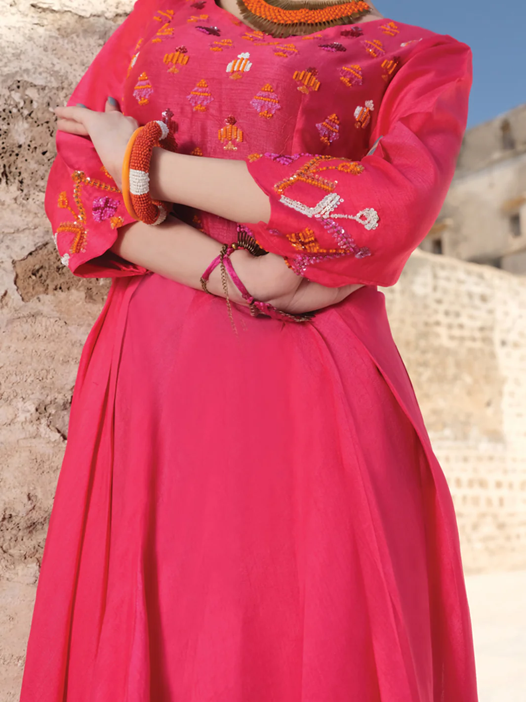 Pink Raw Silk Tunic - LK-703 - Image 2