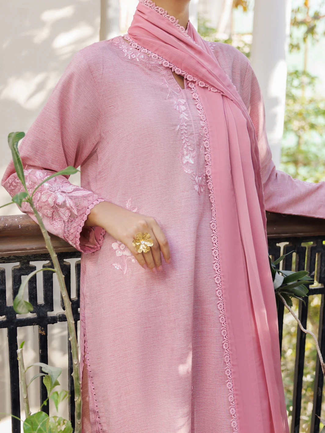 Pink Yarn Dyed Stitched 3PC - ALP-3PS-2613 - Image 4