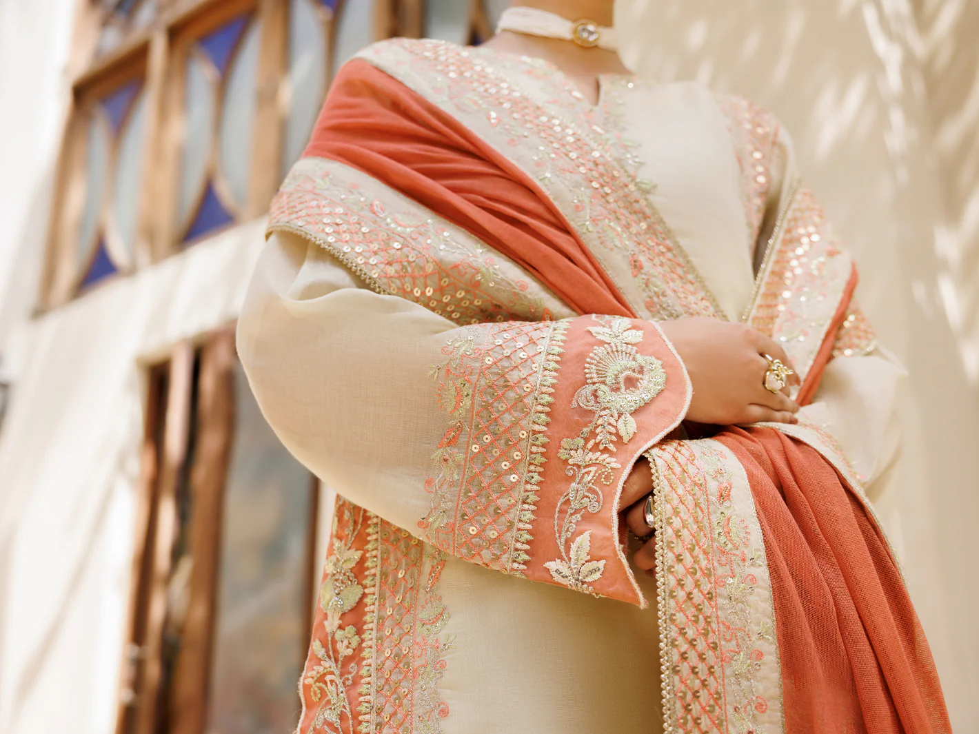 Pistachio Green Mesuri Formal Stitched 3Pc - AL-3PS-LS-627 - Image 5
