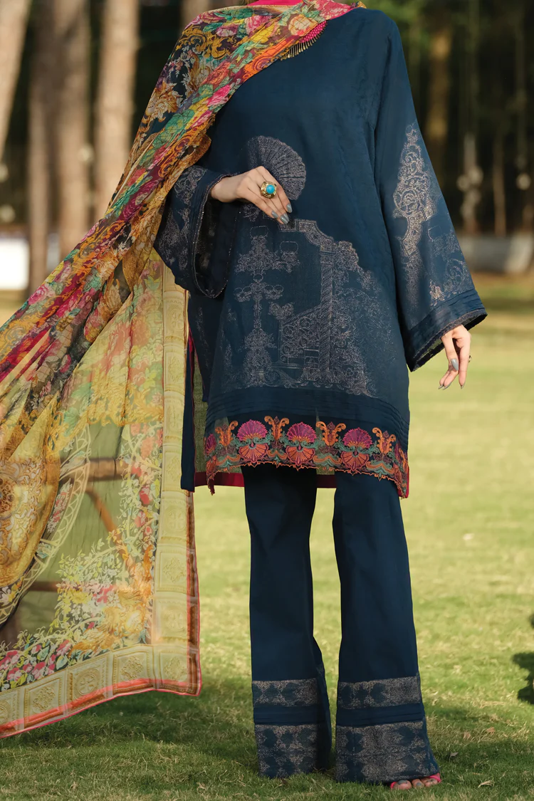 Prussian Blue Jacquard 3Pc Stitched - ALP-736
