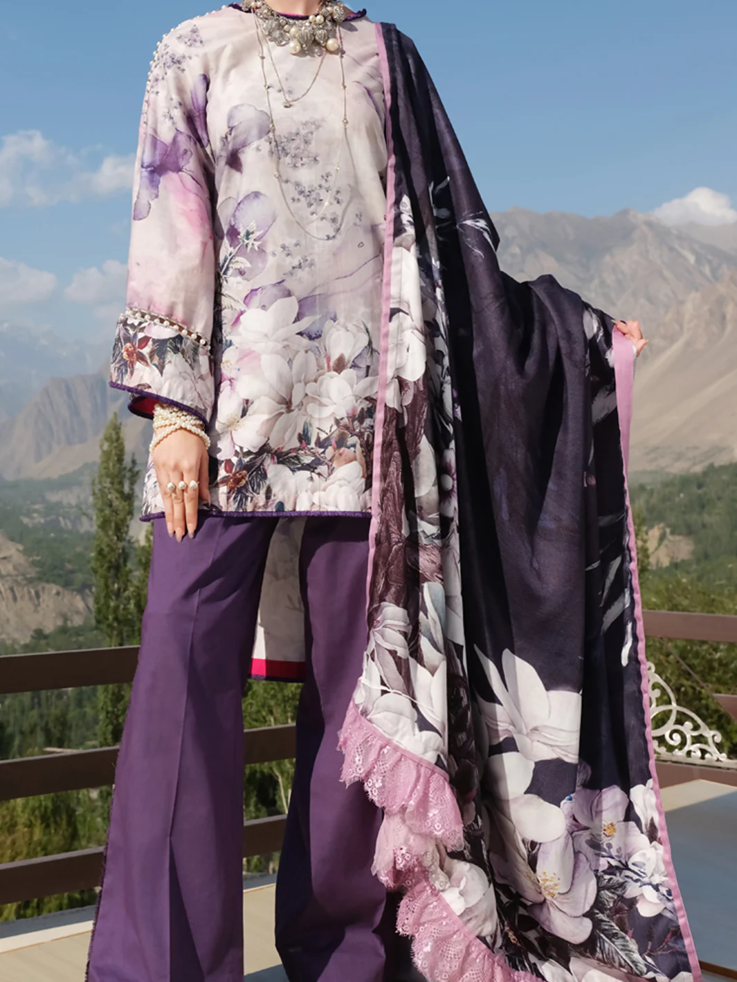 Purple Cambric 3Pc Unstitched - AWP-224