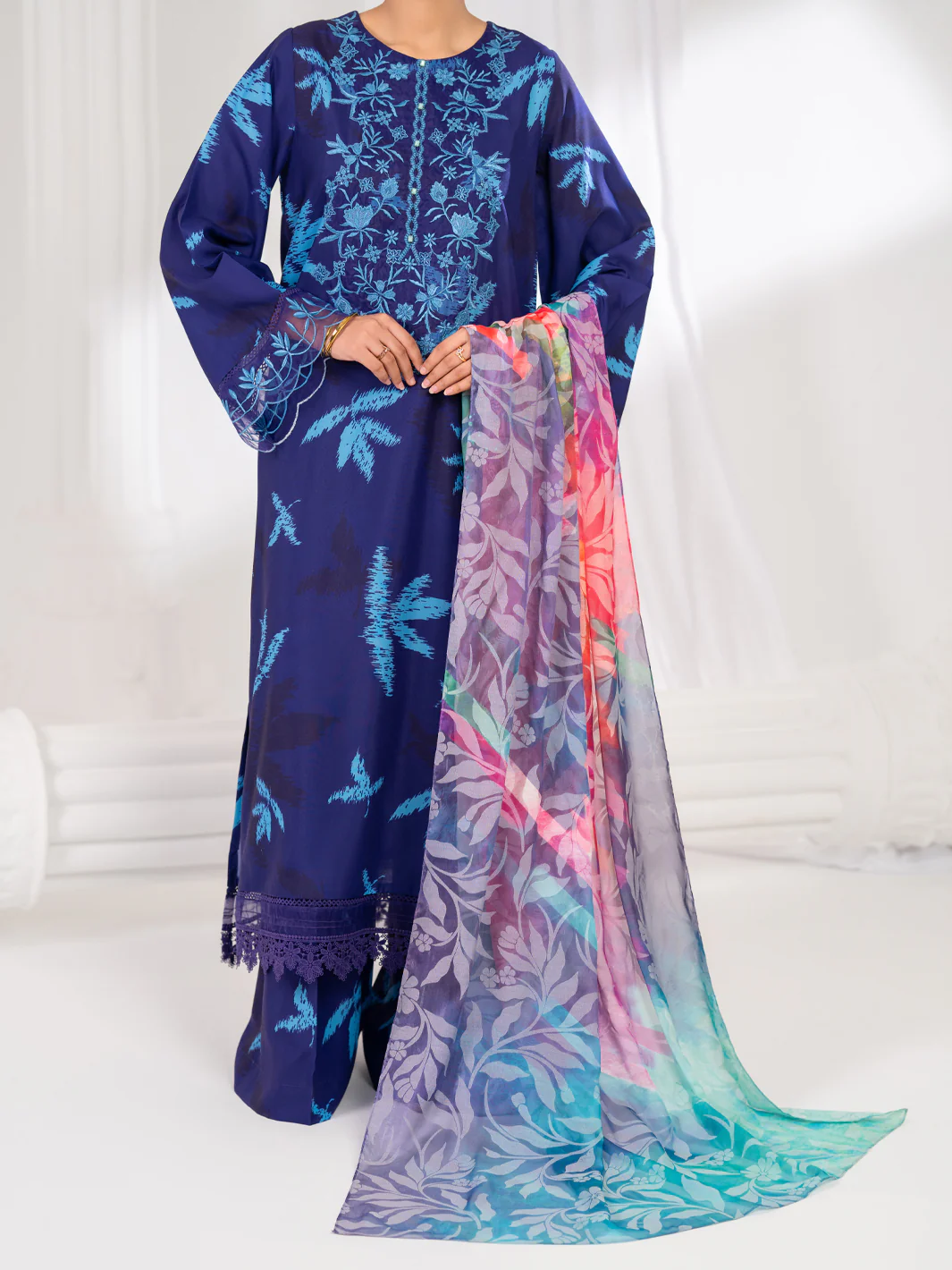 Purple Poly Lawn Stitched 3Pc - ALP-3PS-2604
