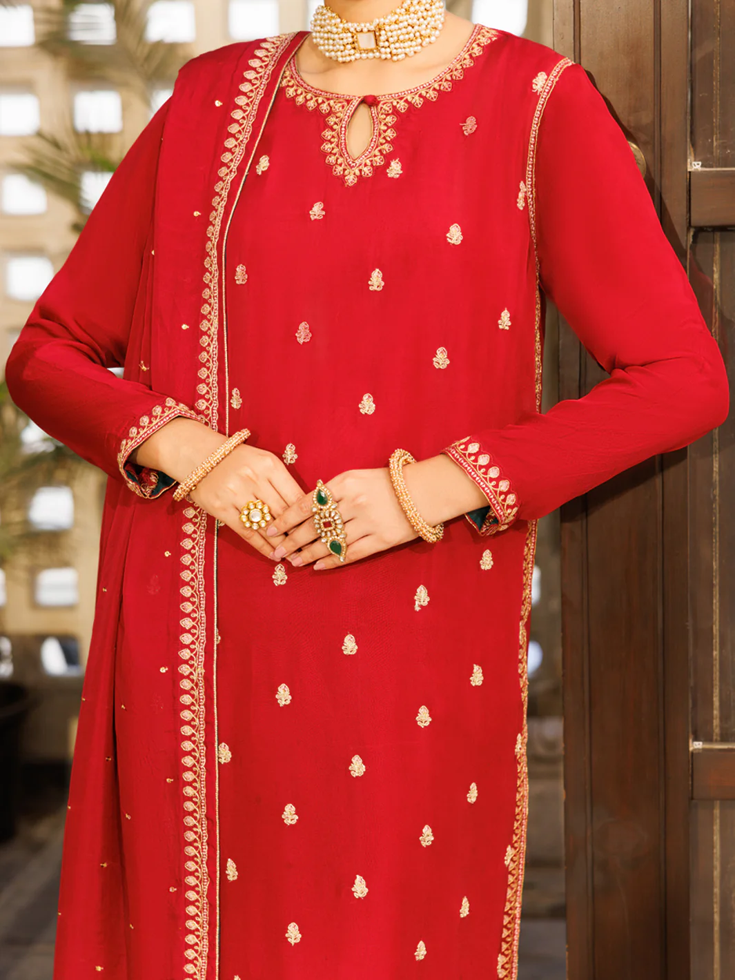Red Amore Silk Formal Stitched 3Pc - AL-3PS-LS-622 - Image 3