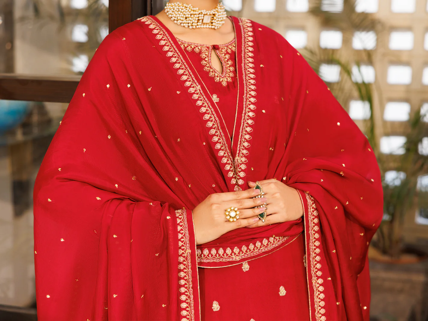 Red Amore Silk Formal Stitched 3Pc - AL-3PS-LS-622 - Image 5