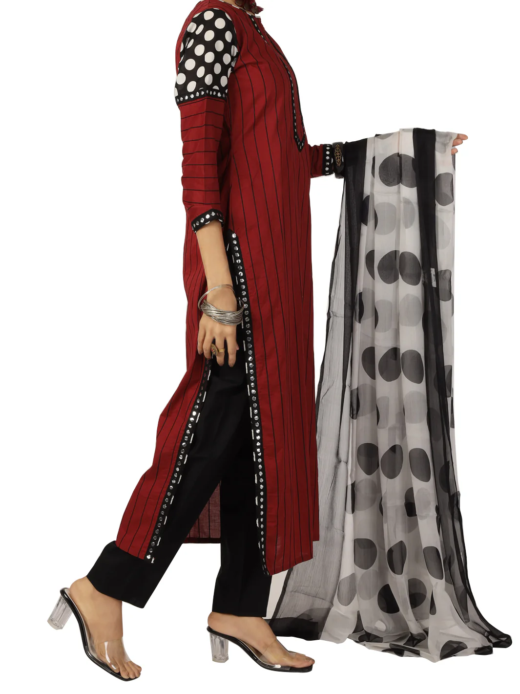Red Blended 3Pc Stitched - ALP-080 - Image 3