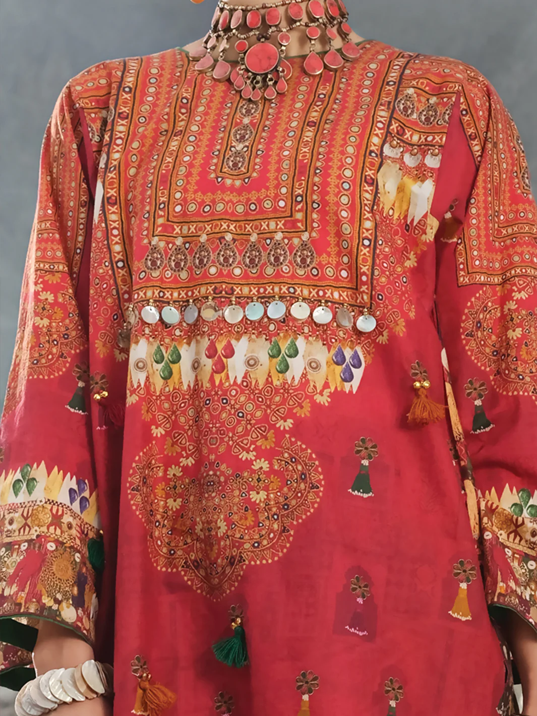 Red Cambric Tunic - LK-231 - Image 2