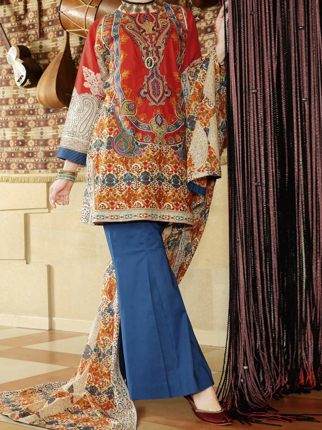 Red Lawn 3Pc Stitched - ALP-669