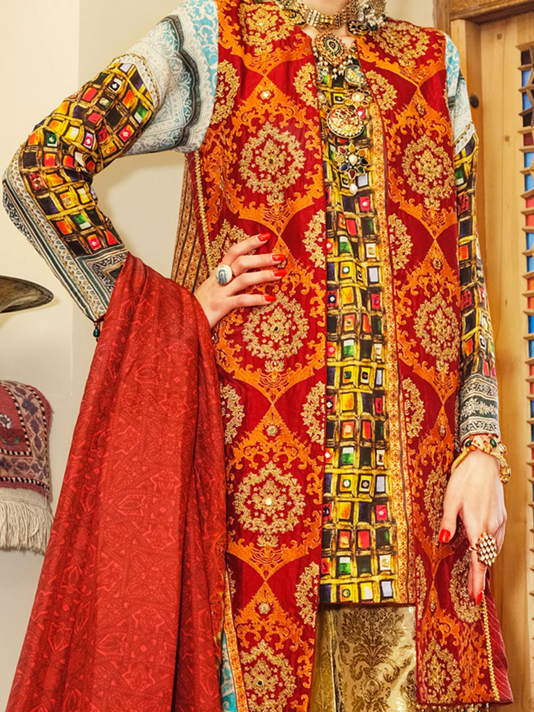 Red Silk 3 Piece Formal Suit - LS-251 - Image 2