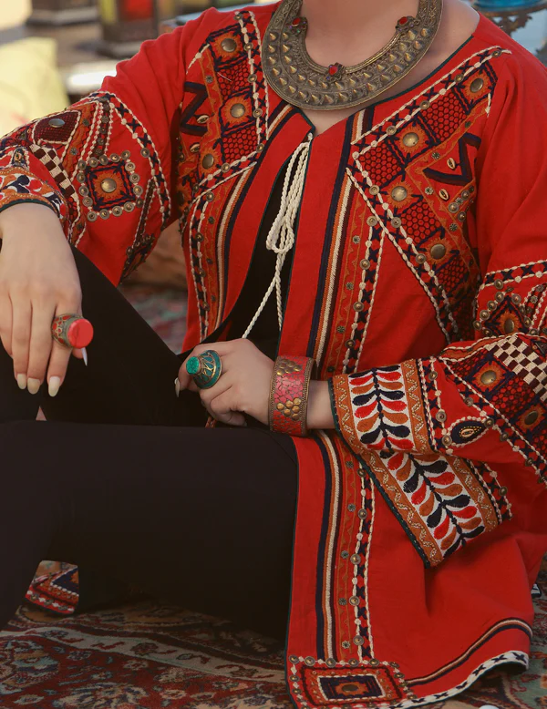 Red Woolen Tunic - LK-148 - Image 2