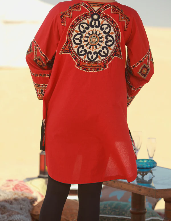 Red Woolen Tunic - LK-148 - Image 3