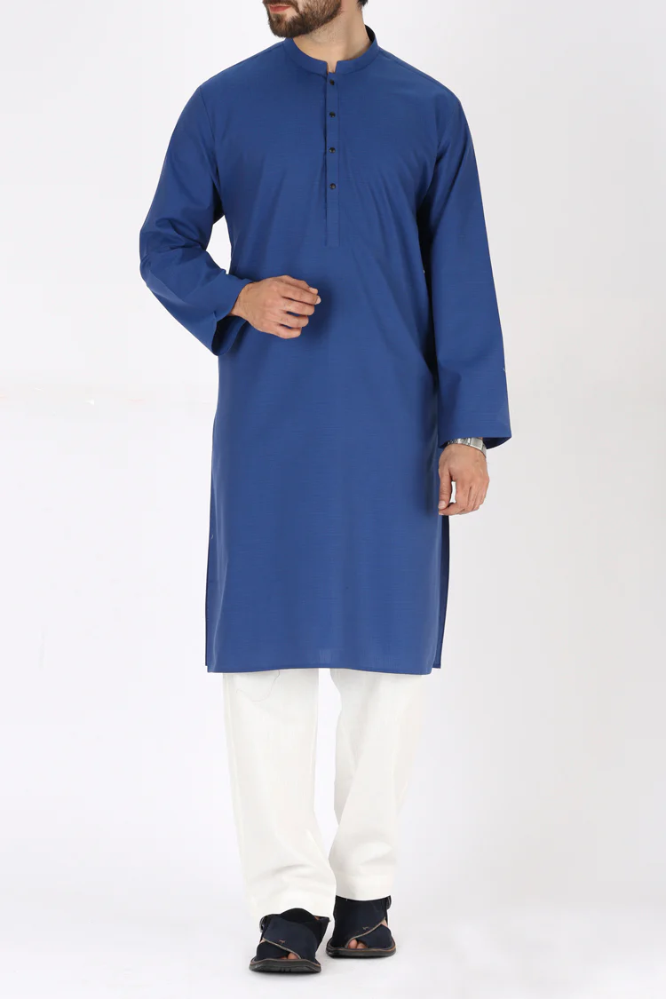 Royal Blue Blended Kurta - AL-K-729 - Image 3