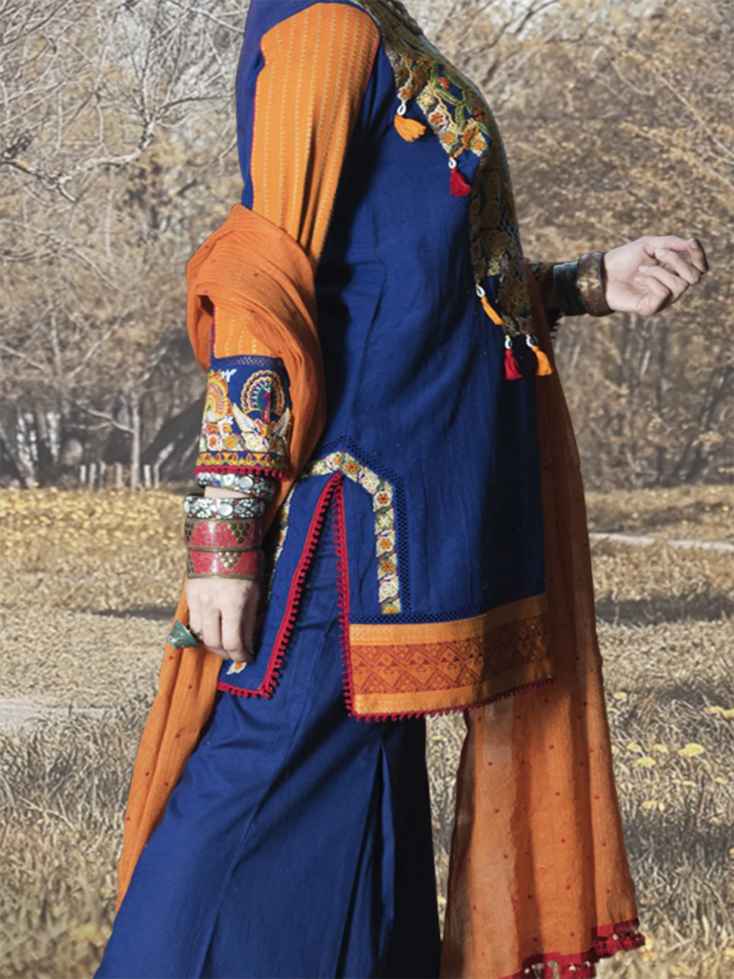 Royal Blue Khaddar 3Pc Stitched - AWP-178 - Image 3