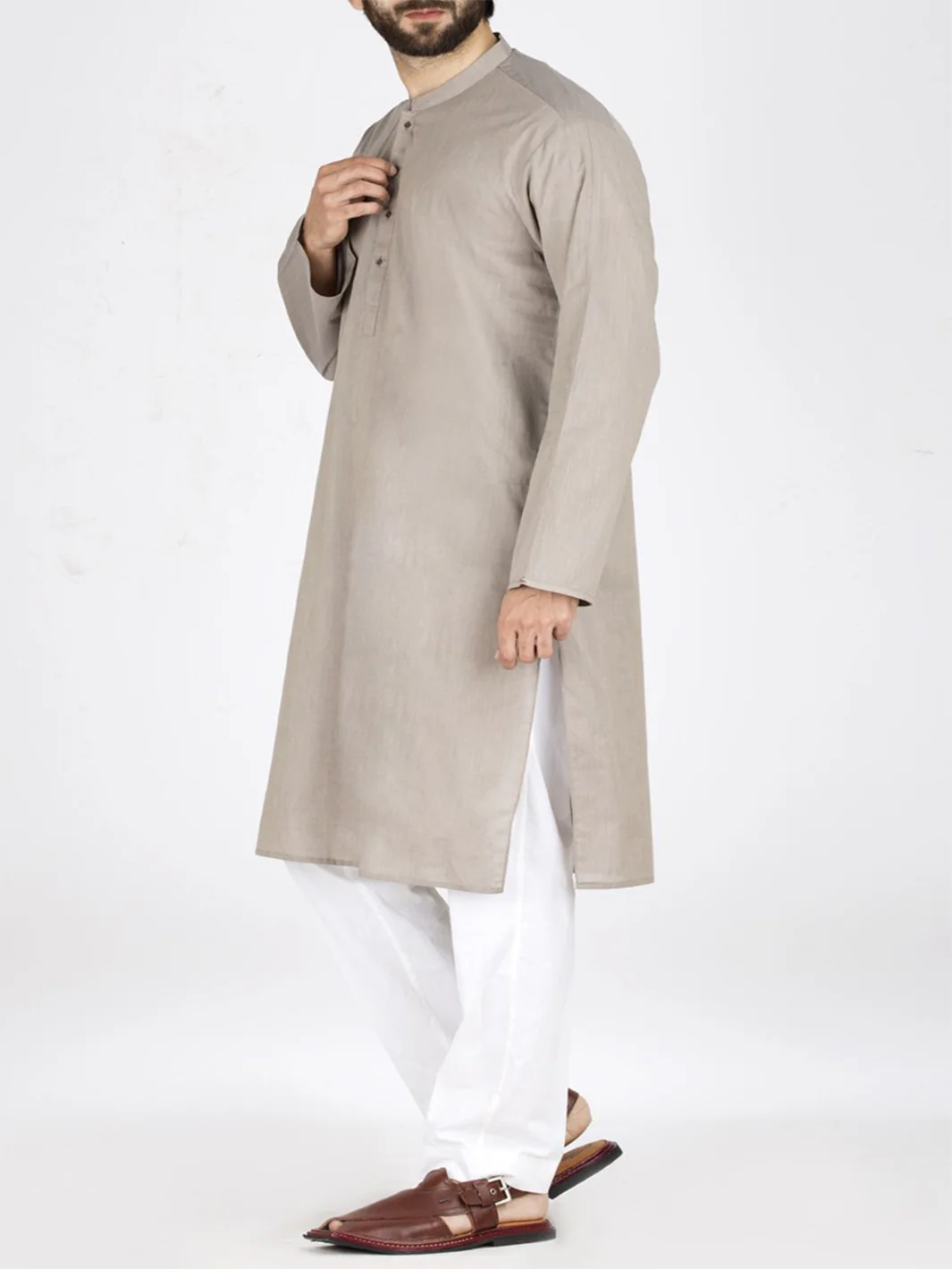 Sand Colored Cotton Kurta - AL-K-801