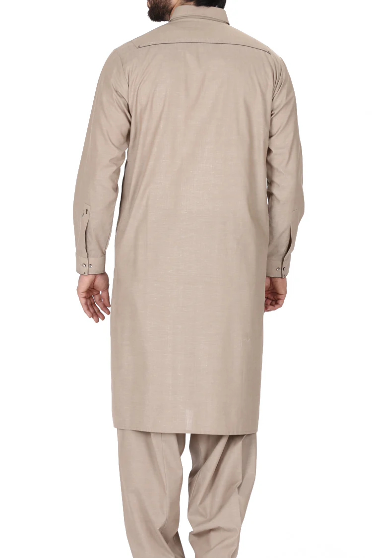 Sand Colored Kameez Shalwar - AL-KS-2359 - Image 3