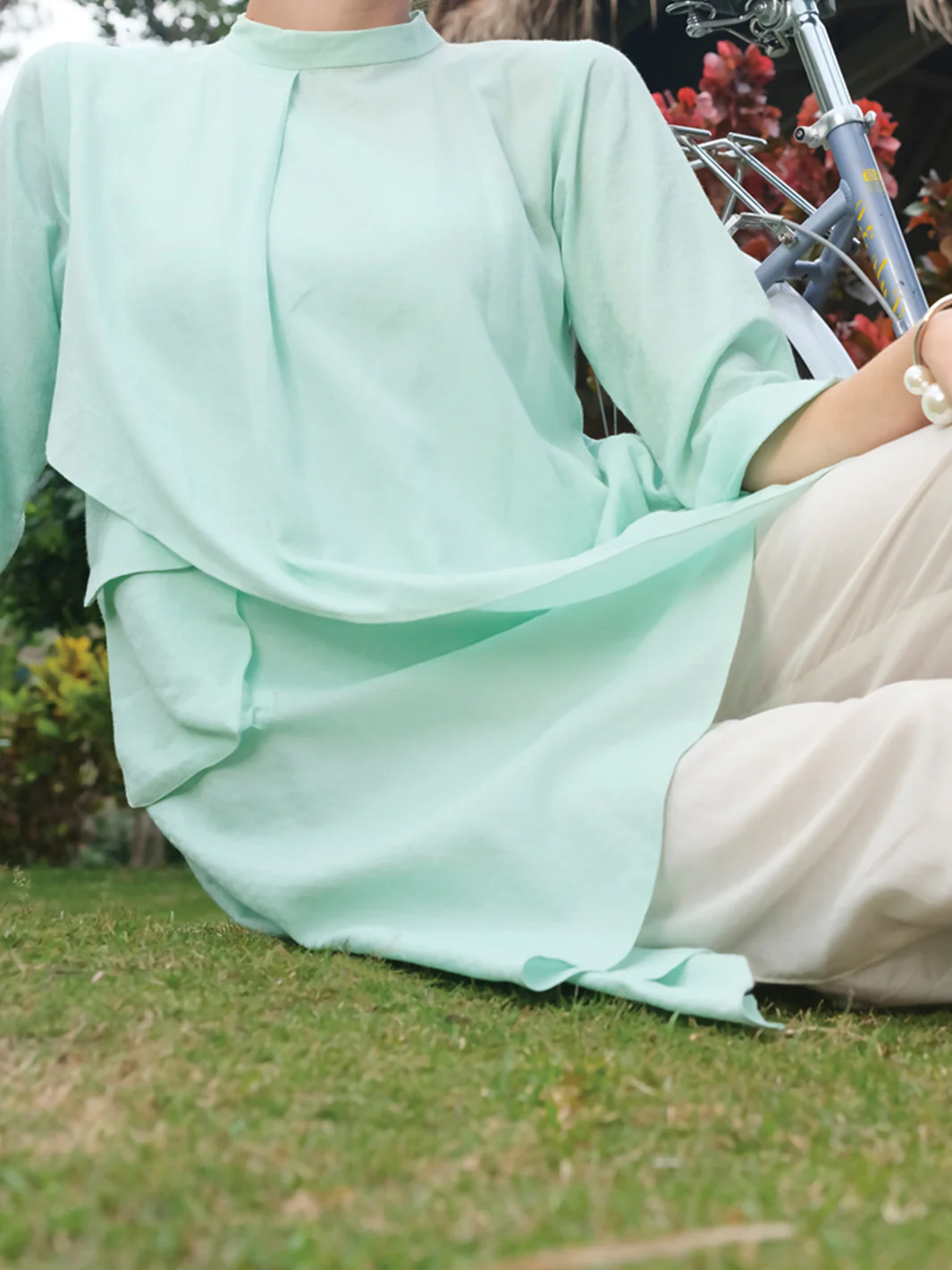 Sea Green Jacquard Tunic - LK-665 - Image 2