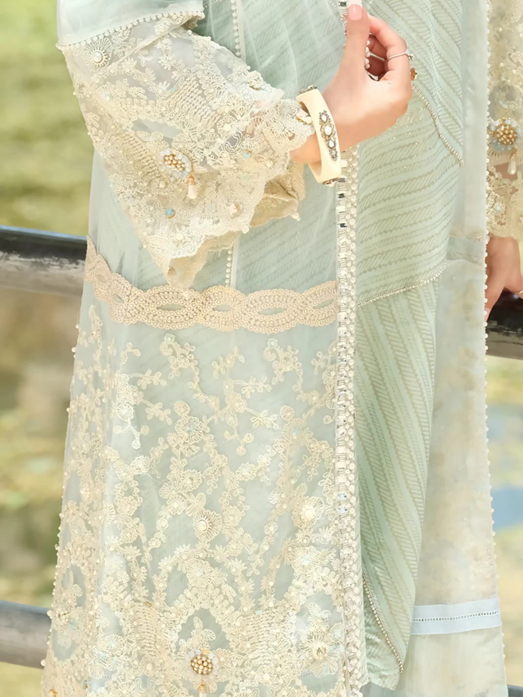 Sea Green Organza 2Pc Formal Suit - LS-258 - Image 3