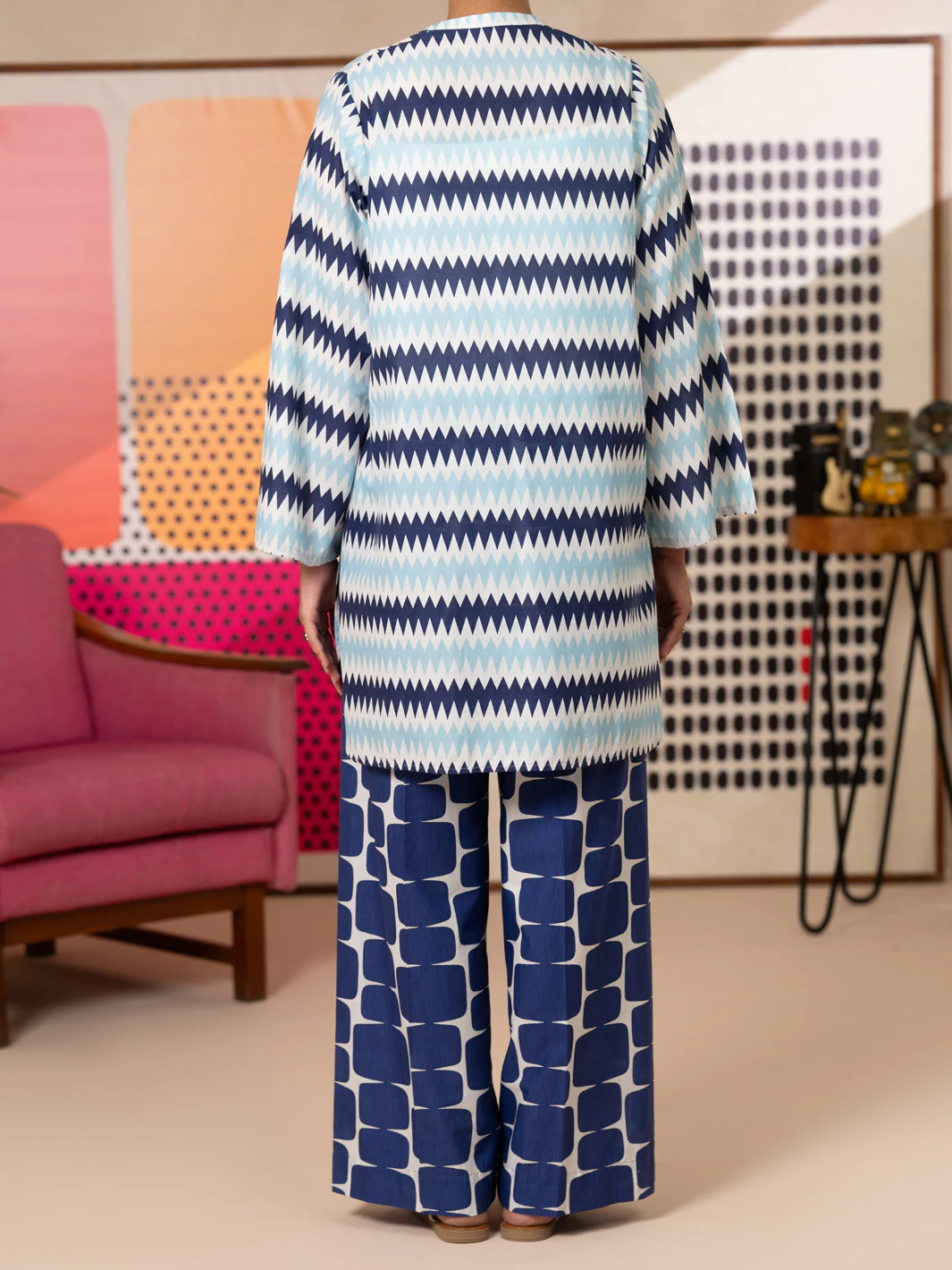 Sky Blue Cotton Kurti - ALP-SLK-2813 - Image 3